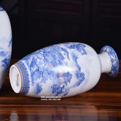 BỘ BÌNH ĐĨA SỨ XƯƠNG HỌA TIẾT SƠN THỦY